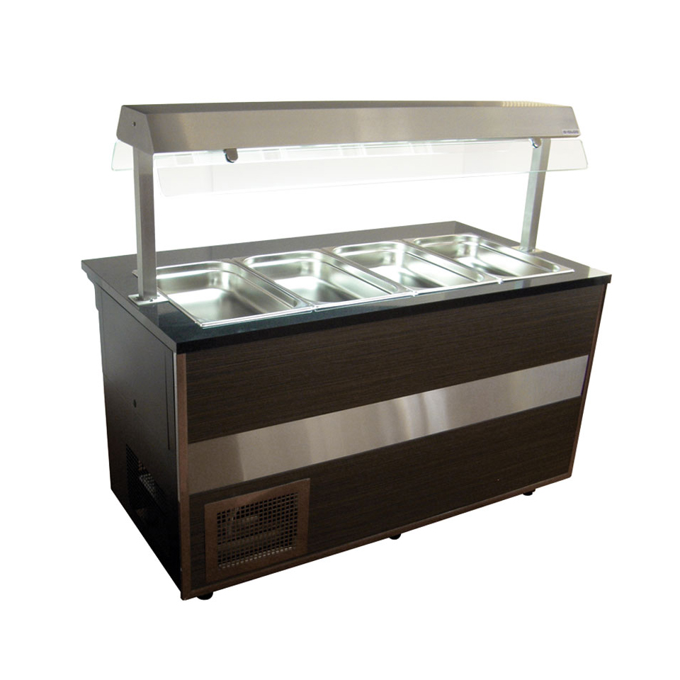 Giano 2M Alinox gekoeld buffet eilandvitrine 4x1/1GN